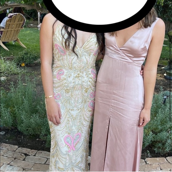 COPY - Mac Duggal Champagne Strappy Back Formal Gown - Picture 6 of 12